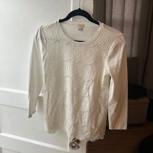 XS cream J Crew top with lace on the front. Great condition!
